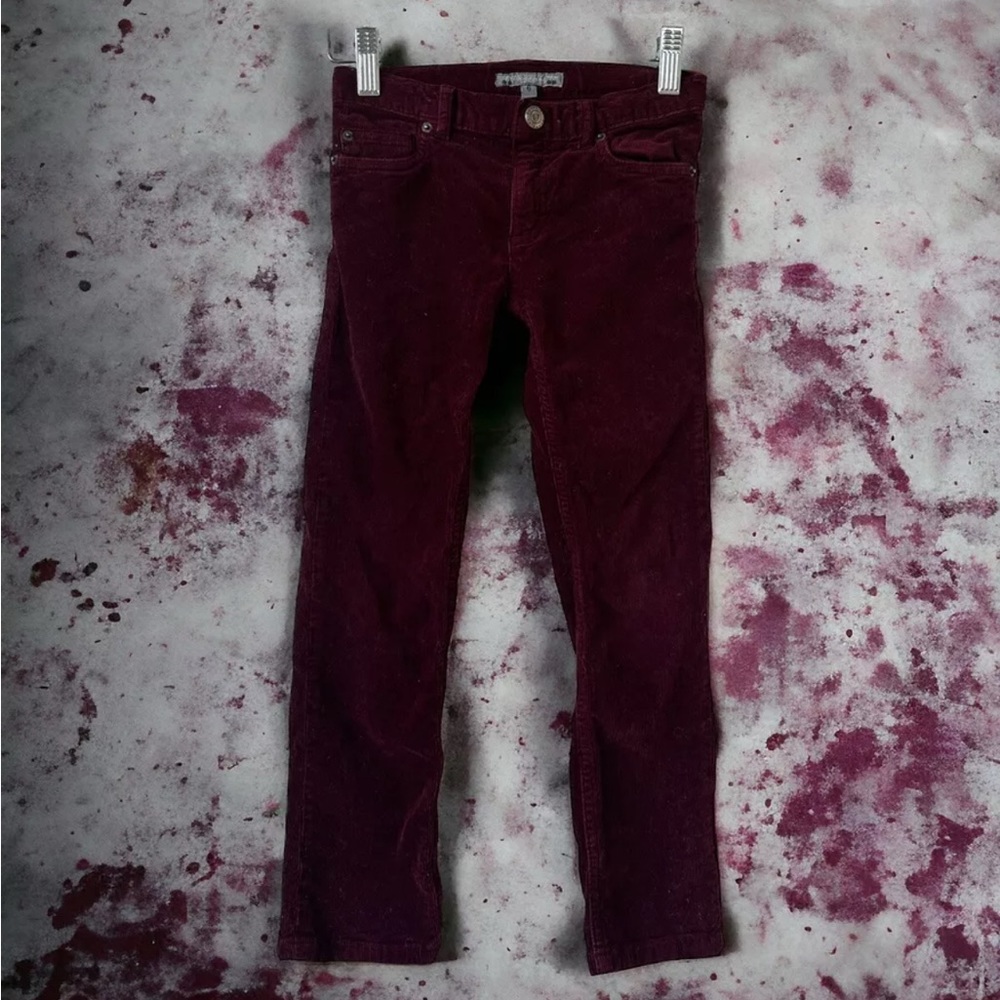 BONPOINT skinny Burgundy Corduroy Pants size 6 Kids Designer Luxury French Deals
